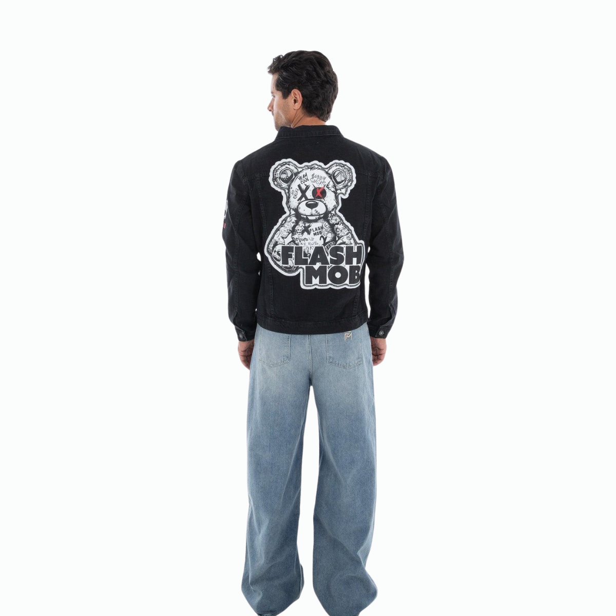 Flashmob Nation women’s teddy denim jacket – back view