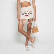 FM Linen Tussel Mini Skirt