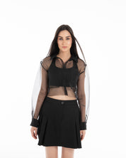 Sheer Black Crop Shirt