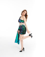 One Shoulder Sequin Dress Set