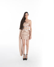 One Shoulder Sequin Dress Set