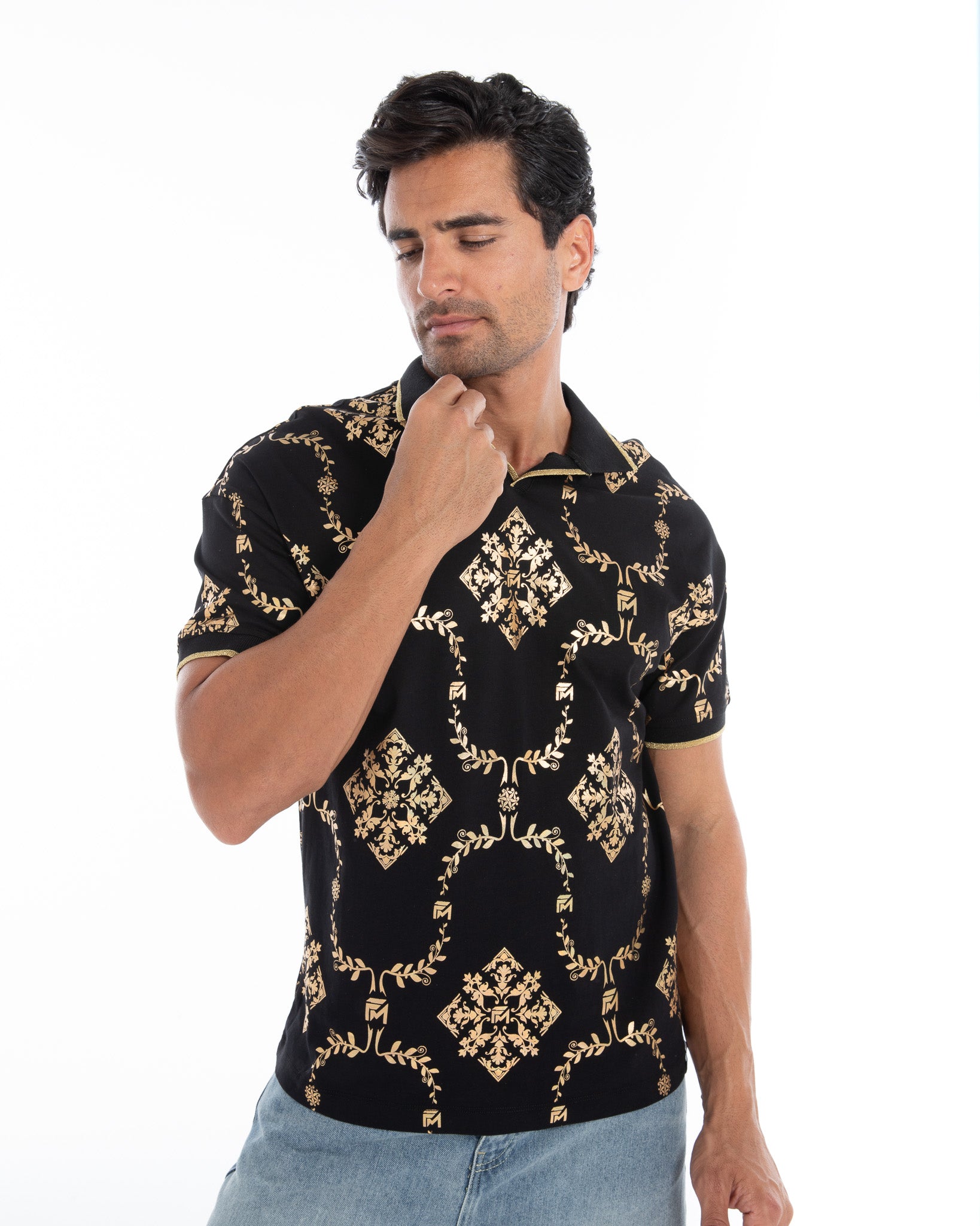 Gold Reflective Collared T-Shirt