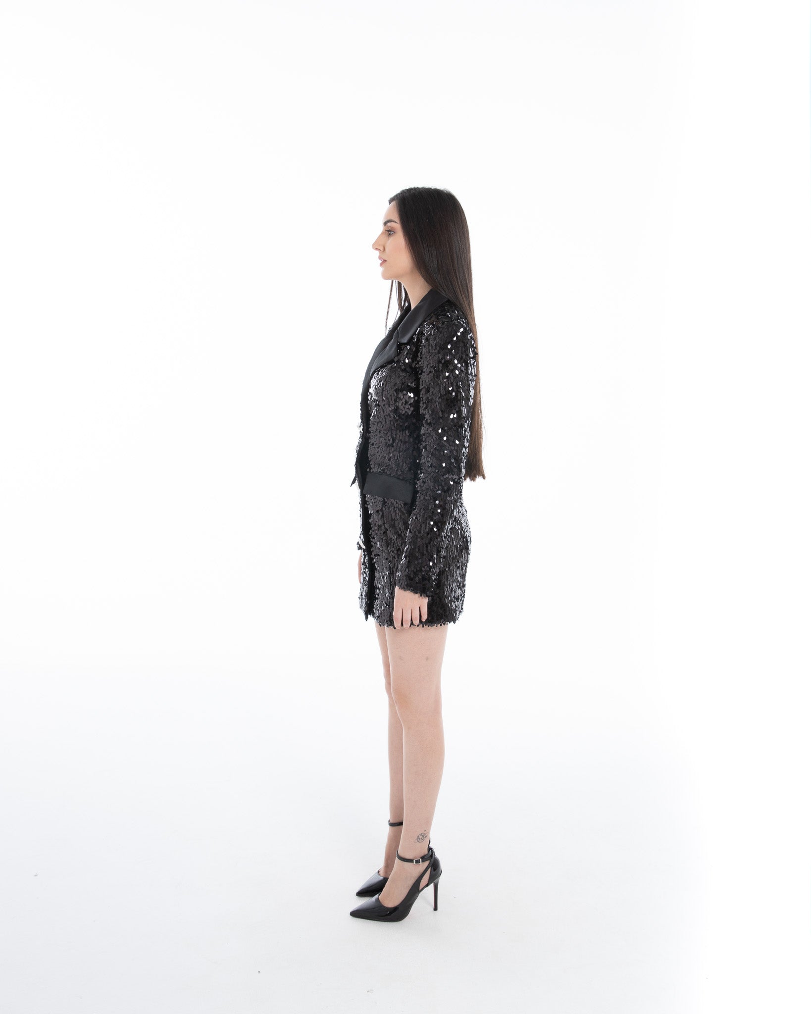 Black Sequin Party Blazer