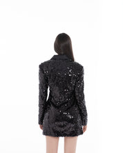 Black Sequin Party Blazer