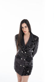 Black Sequin Party Blazer