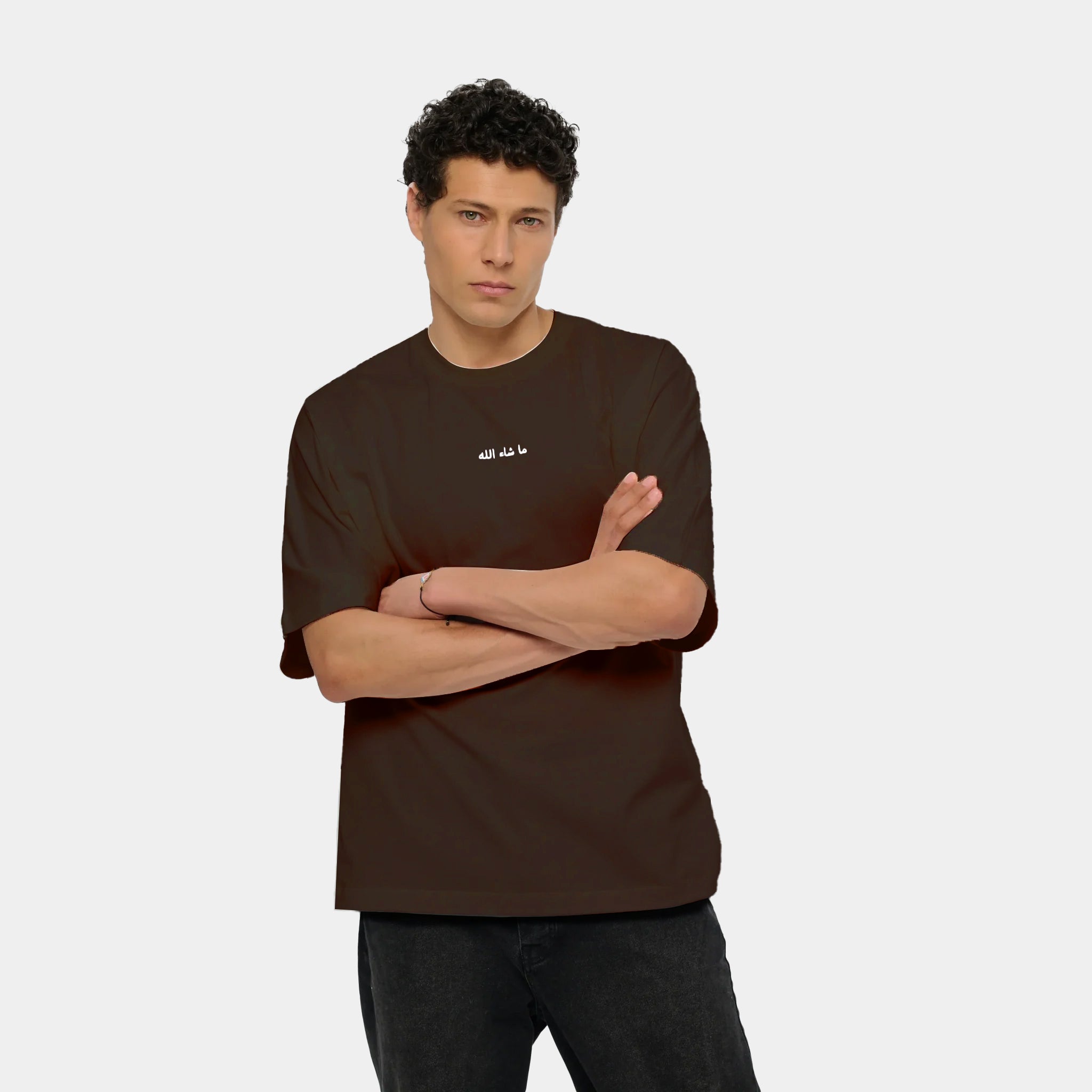 New-Limited-Edition-Arabic-Text-Printed-Oversized-T-Shirt---Brown-Front.jpg