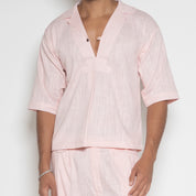 FM AF1 Pink Ombre Linen V-Neck Box Shirt
