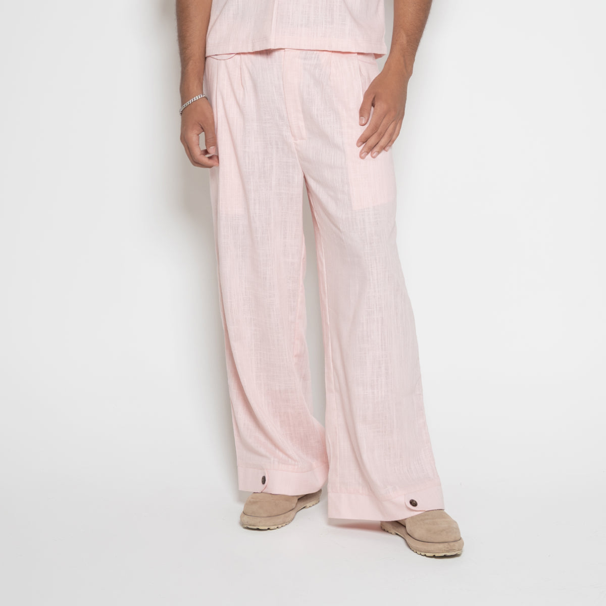 FM Linen-Blend Carpenter Pants – Pink Ombre