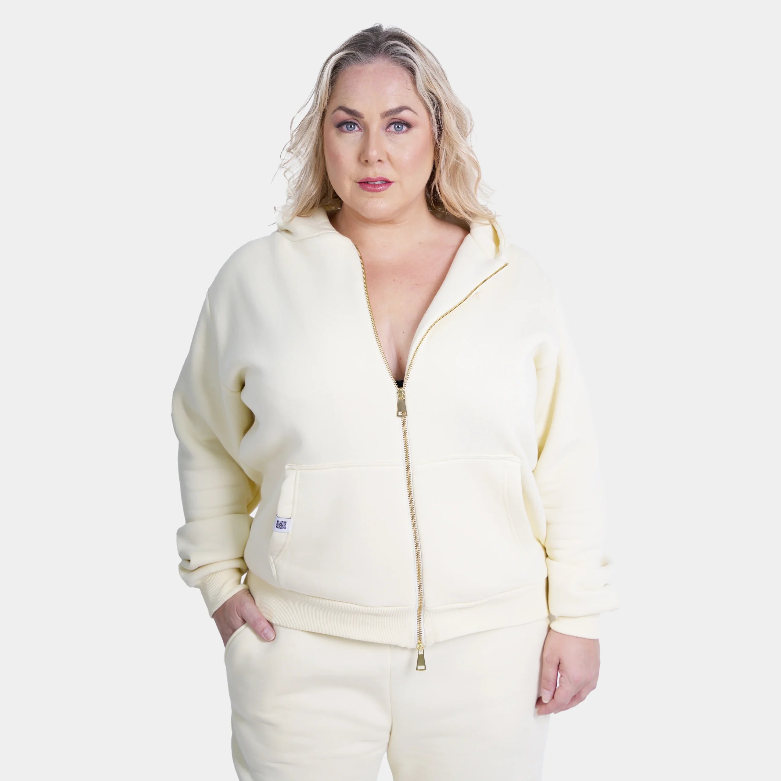 Relaxed Fit Cotton Fleece Hooded Jacket - Plus Size