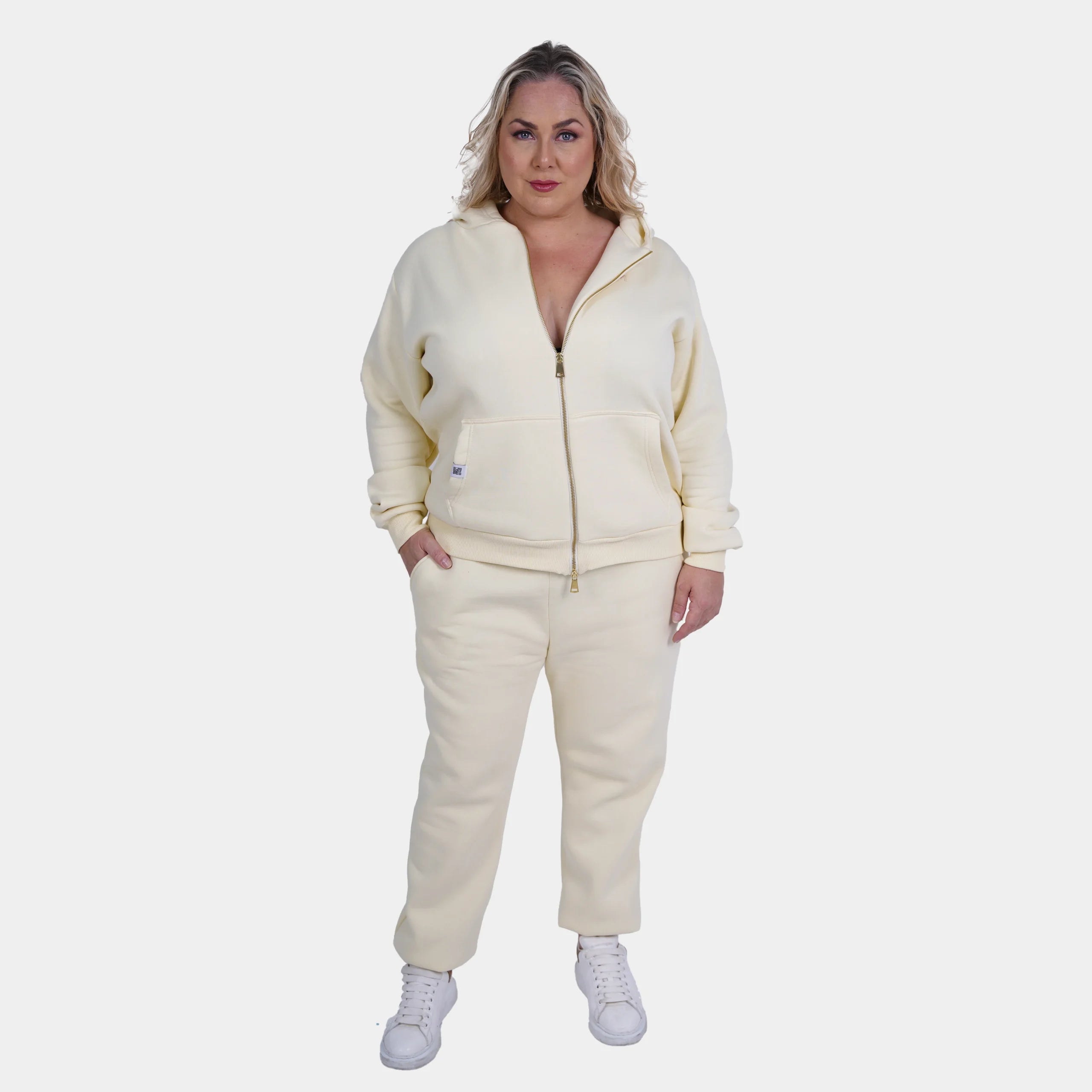 Relaxed Fit Cotton Fleece Hooded Jacket - Plus Size