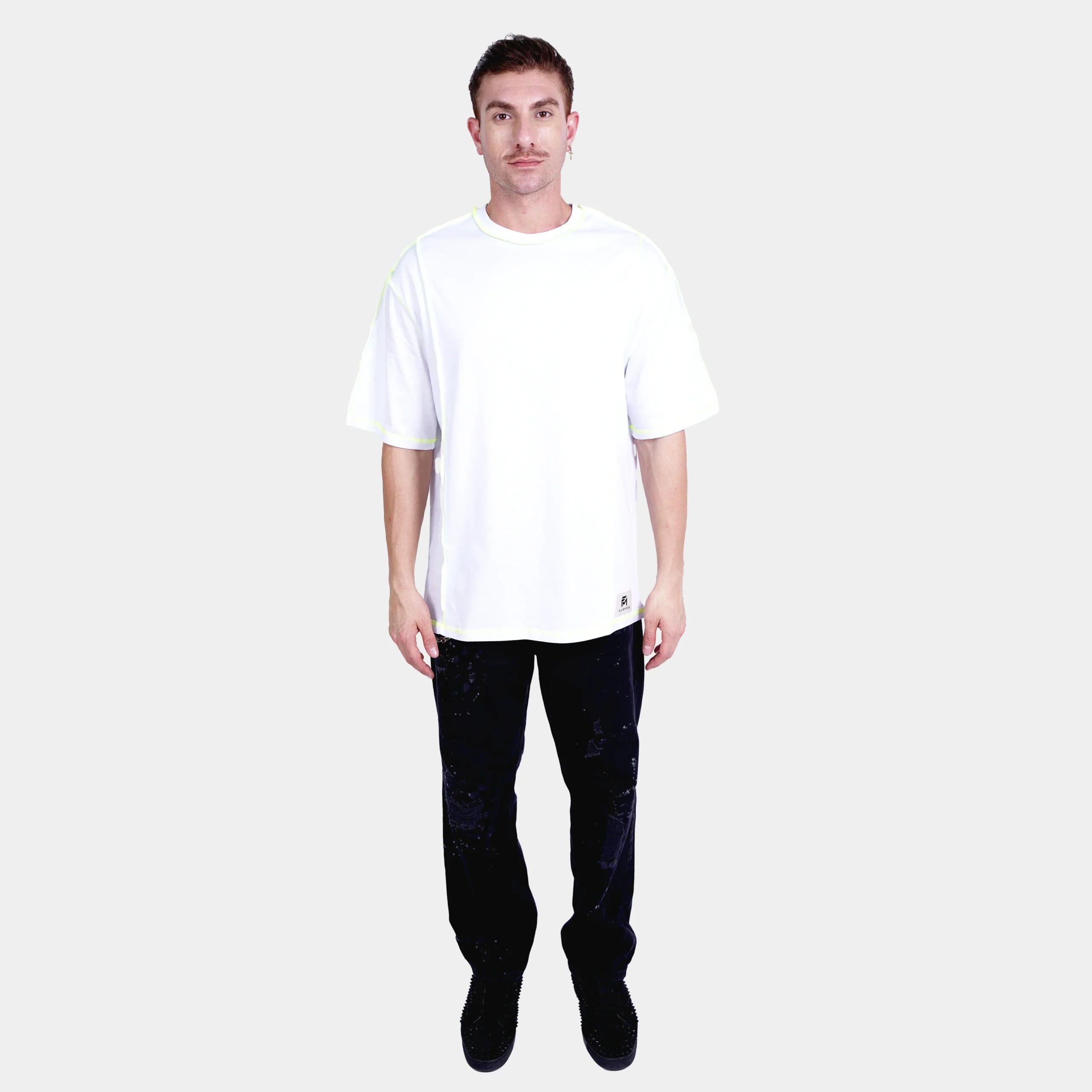 Casual White T-shirt With Contrast Detail