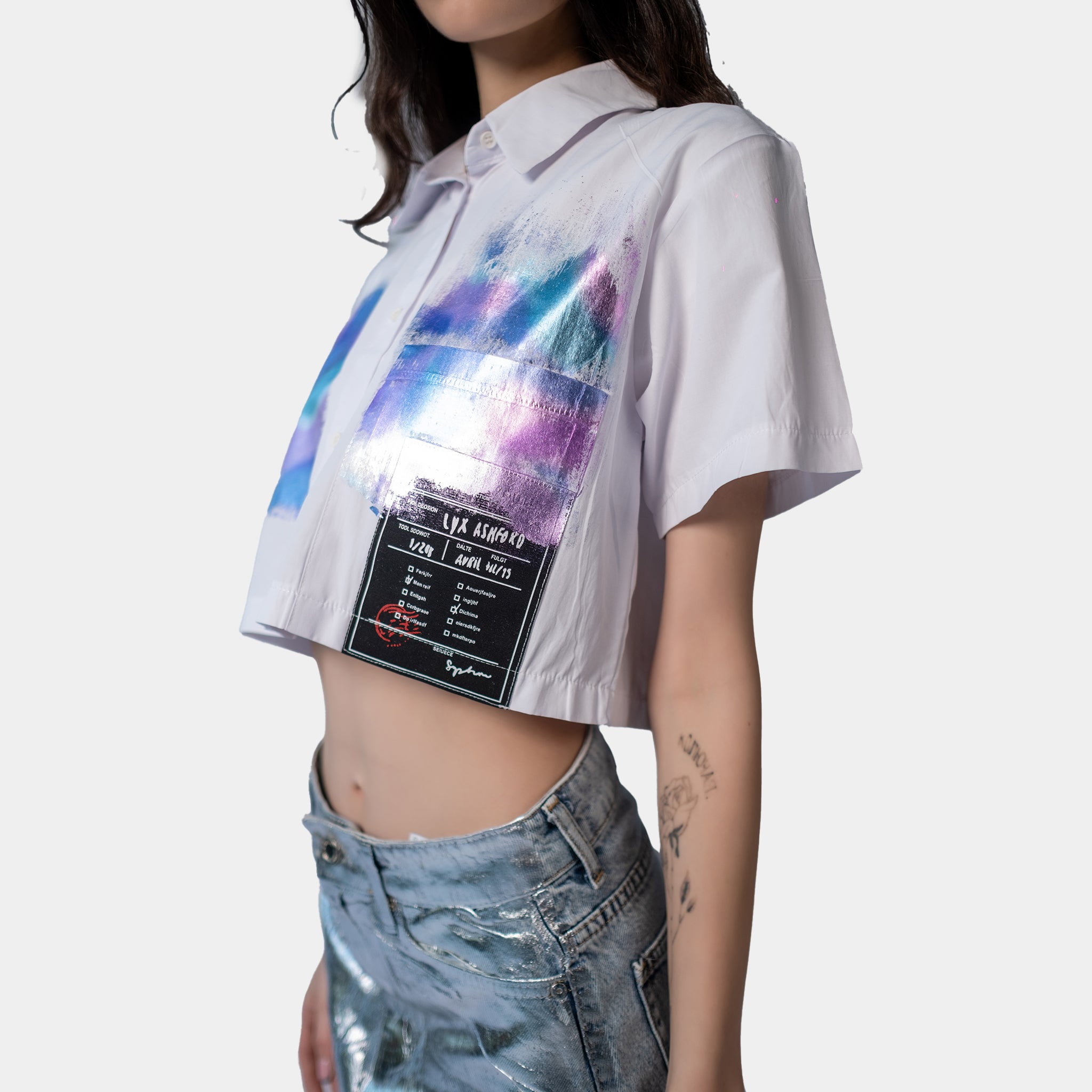 White-Short-Shirt-with-Rainbow-Holographic-Print---2.jpg