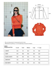 Technical size chart and fit guide for Asymmetric Fitted Polo in Burnt Sienna