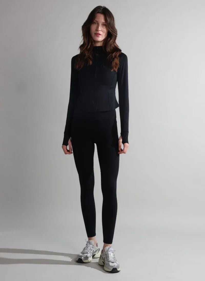 Black Zip - Up Athleisure Co - Ord Set for Women - Flashmob Nation