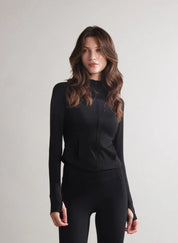 Black Zip - Up Athleisure Co - Ord Set for Women - Flashmob Nation