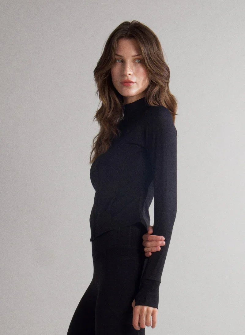 Black Zip - Up Athleisure Co - Ord Set for Women - Flashmob Nation