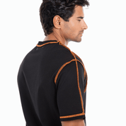 Casual Black Orange Contrast - Stitch T-Shirt for Men - Flashmob Nation