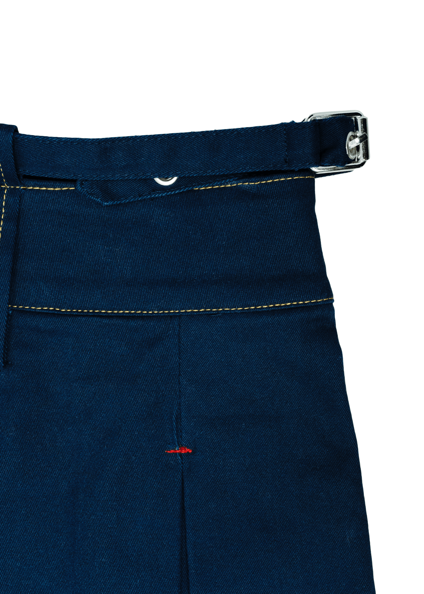 Detail of the Detachable Slim Belt on the Clove Pleated Bowling Skirt