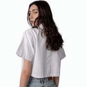 Cropped White Button - Up Blouse for Women - Flashmob Nation