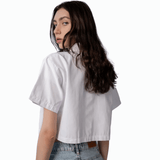 Cropped White Button-Up Blouse for Women