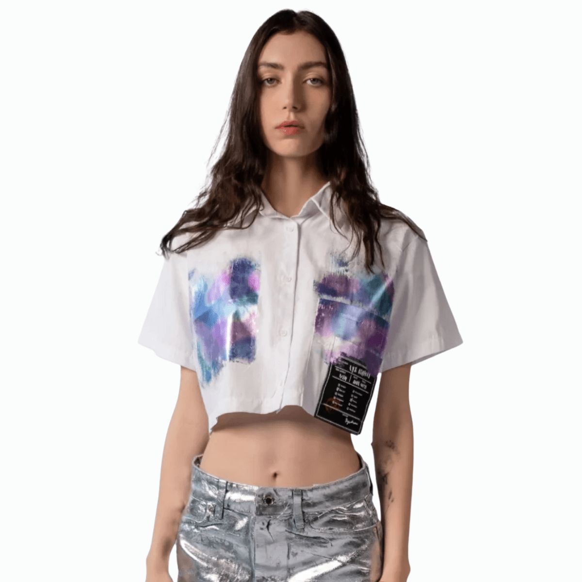 Cropped White Button - Up Blouse for Women - Flashmob Nation