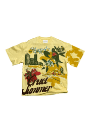 Women's sorbet yellow oversized t-shirt with Cruel Summer graphic print.