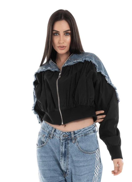 Denim Bomber Jacket - Hybid Bomber Jacket