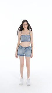 Women’s Denim Crop Top & Bottom Set – Flashmob Nation - Flashmob Nation