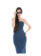 Women’s Strapless Denim Maxi Dress