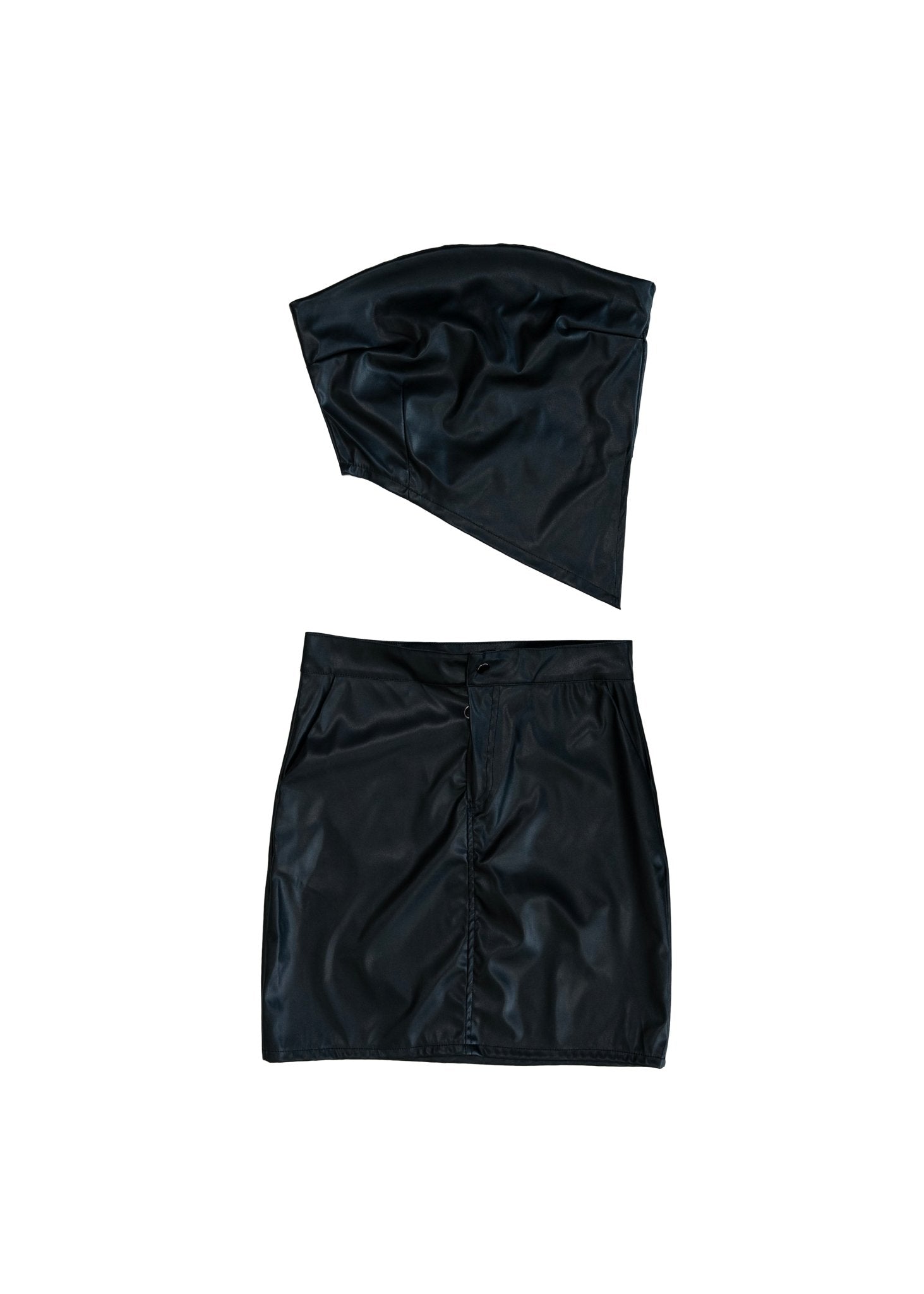 Women’s faux leather twist bustier Black Front View