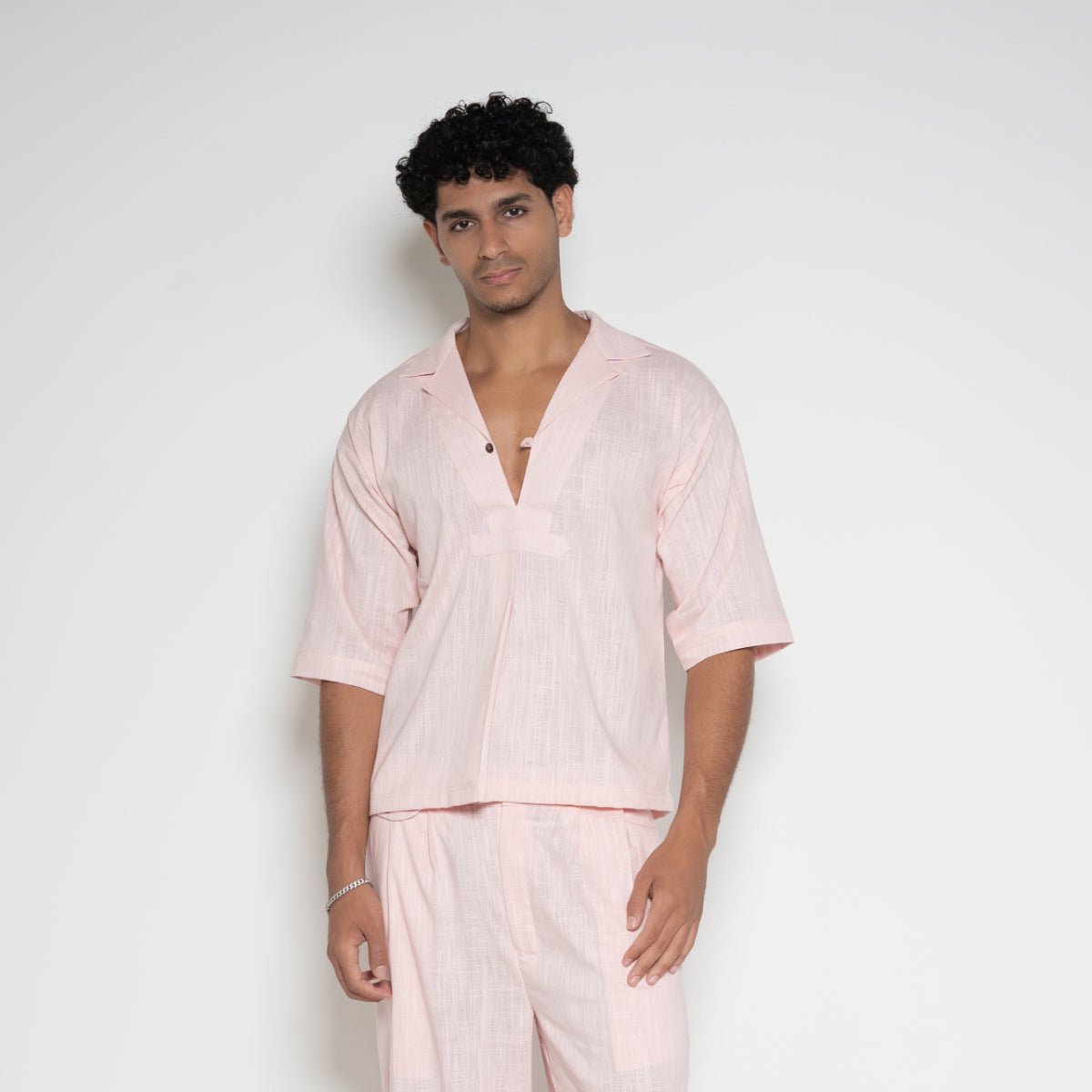 FM AF1 Pink Ombre Linen V - Neck Box Shirt - Flashmob Nation