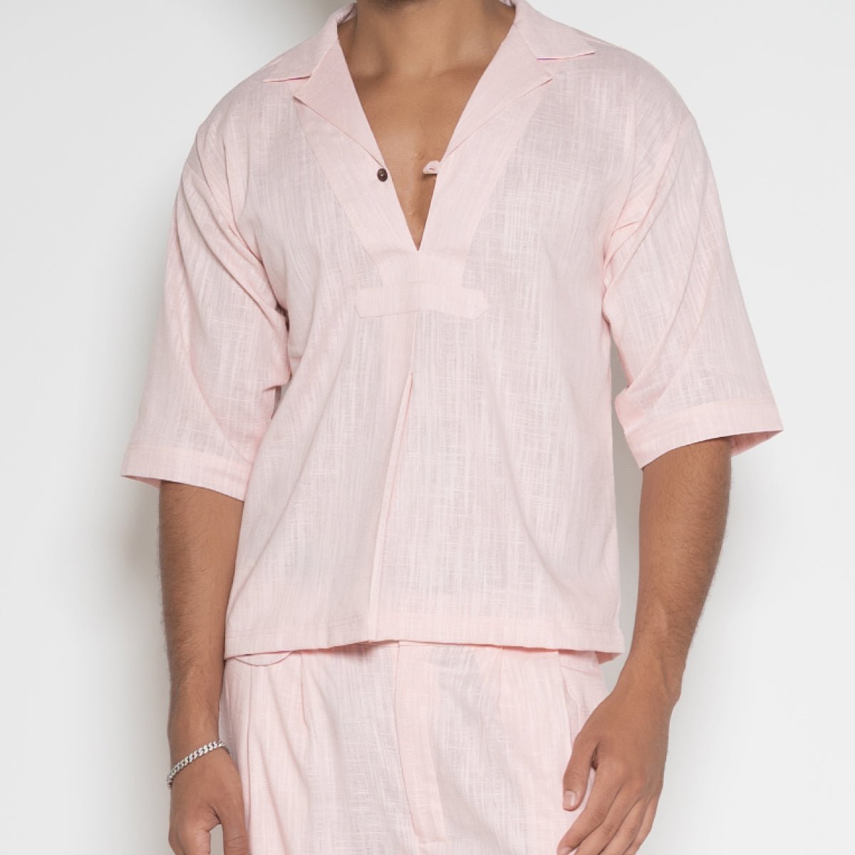 FM AF1 Pink Ombre Linen V - Neck Box Shirt - Flashmob Nation