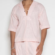 FM AF1 Pink Ombre Linen V - Neck Box Shirt - Flashmob Nation