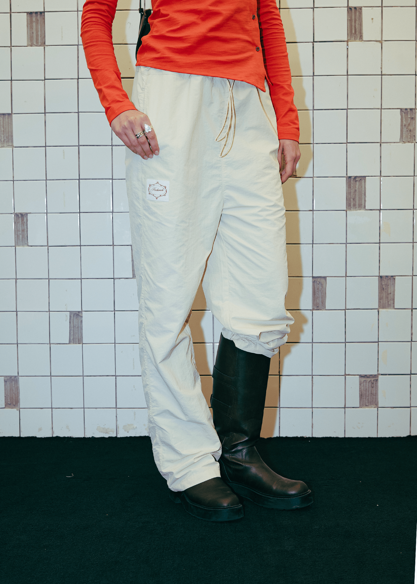 FM Essentials Nylon Pants - White Onyx - Flashmob Nation