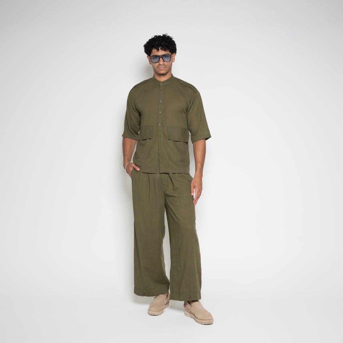 FM Linen Army Shirt – Army Green - Flashmob Nation
