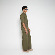 FM Linen - Blend Carpenter Pants – Army Green - Flashmob Nation
