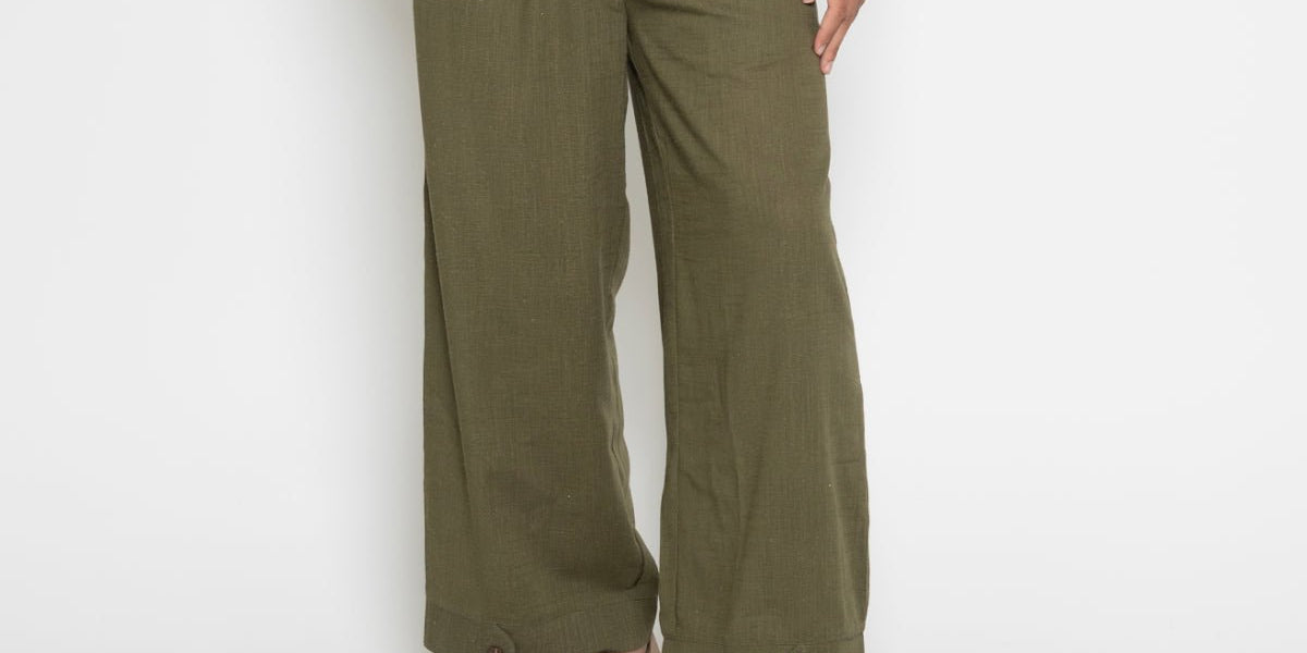 FM Linen - Blend Carpenter Pants – Army Green - Flashmob Nation