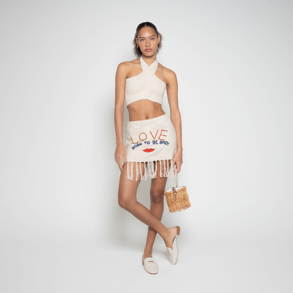 FM Linen Tussel Mini Skirt - Flashmob Nation