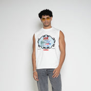 FM Mob Palace Graphic Sleeveless T-Shirt – Vintage White - Flashmob Nation