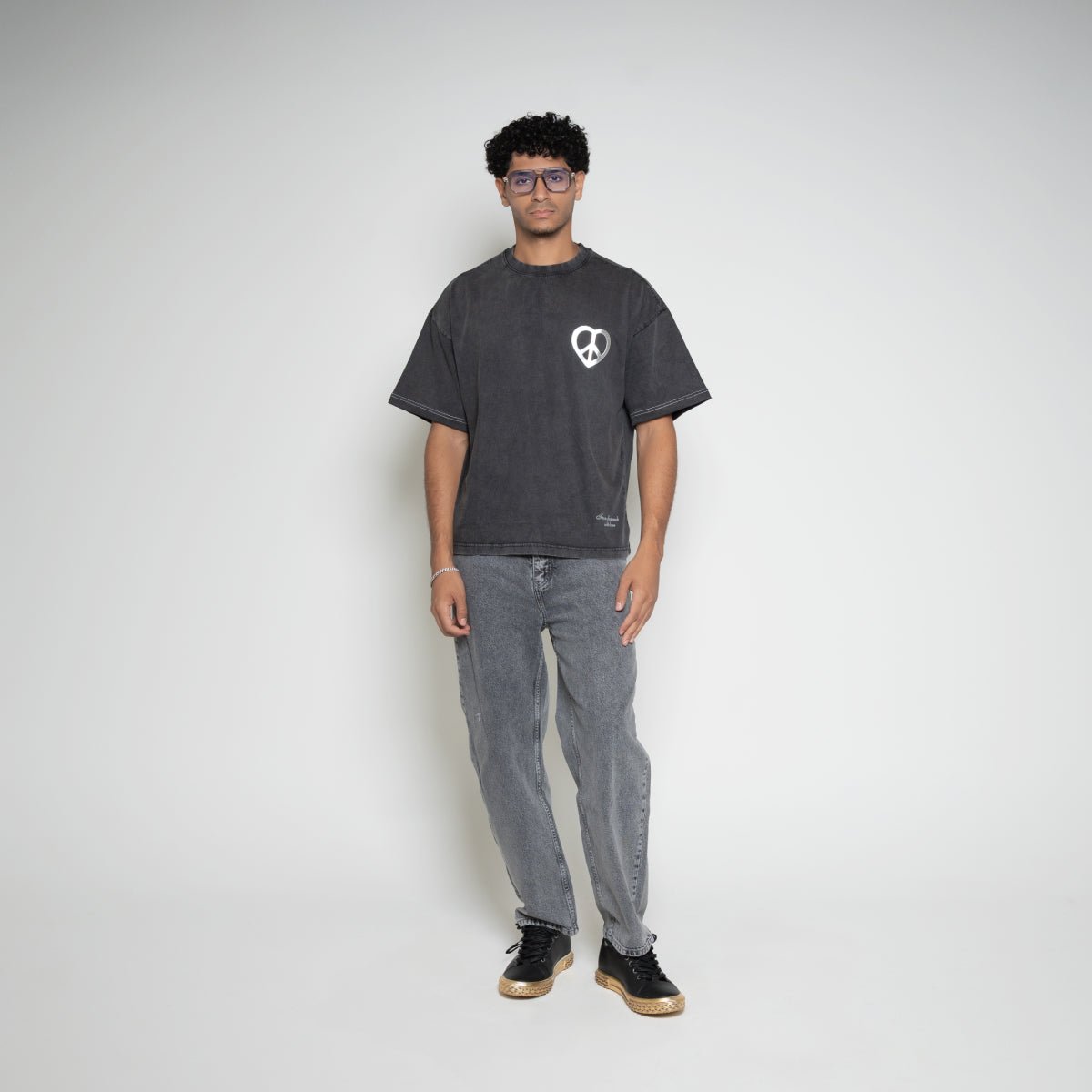 FM Peace & Love Graphic T-Shirt – Vintage Black - Flashmob Nation