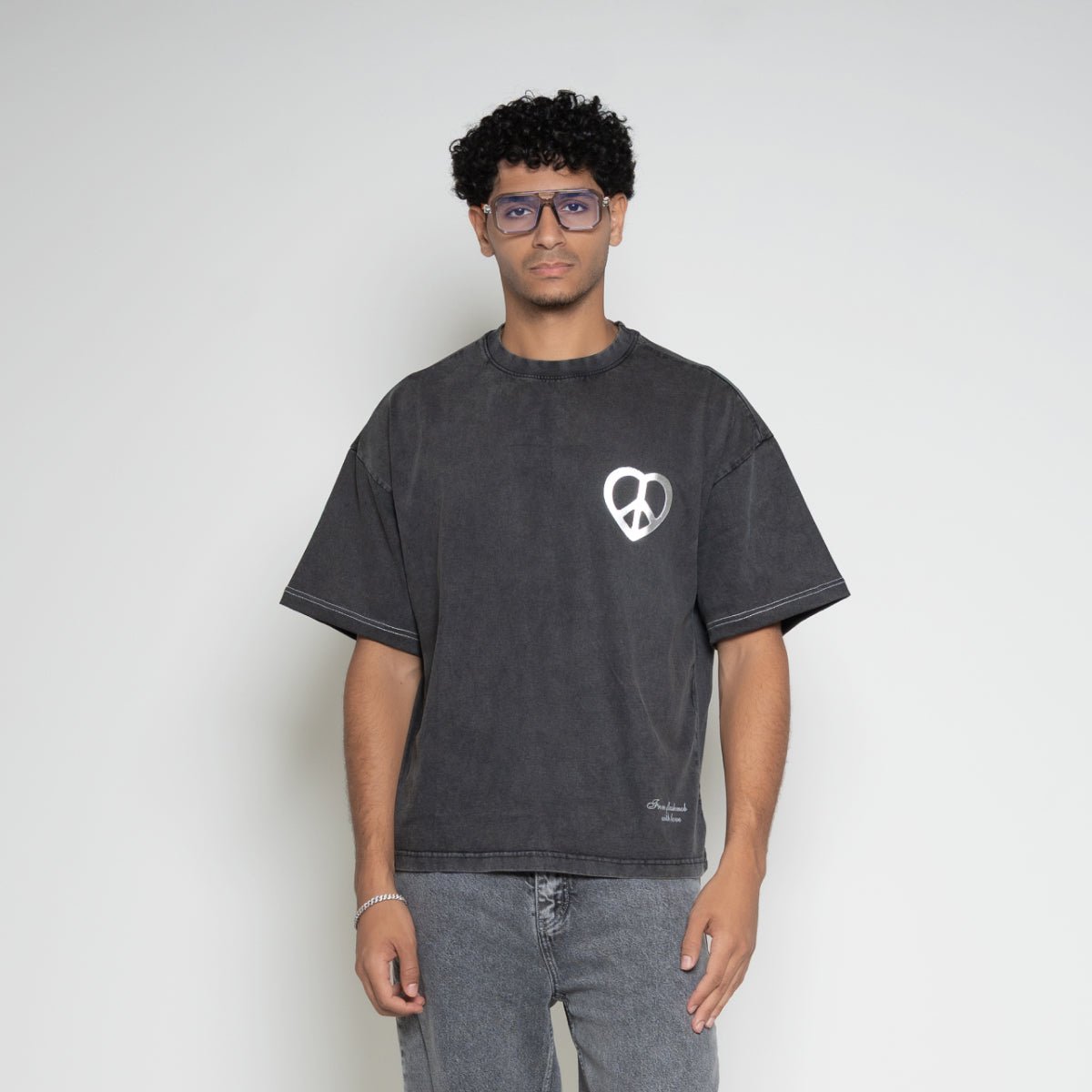 FM Peace & Love Graphic T-Shirt – Vintage Black - Flashmob Nation