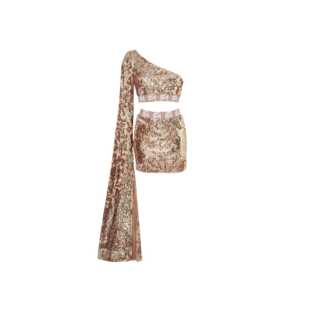 Glam One - Shoulder Sequin Top & Skirt Set - Flashmob Nation