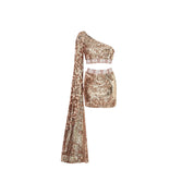 Glam One - Shoulder Sequin Top & Skirt Set - Flashmob Nation