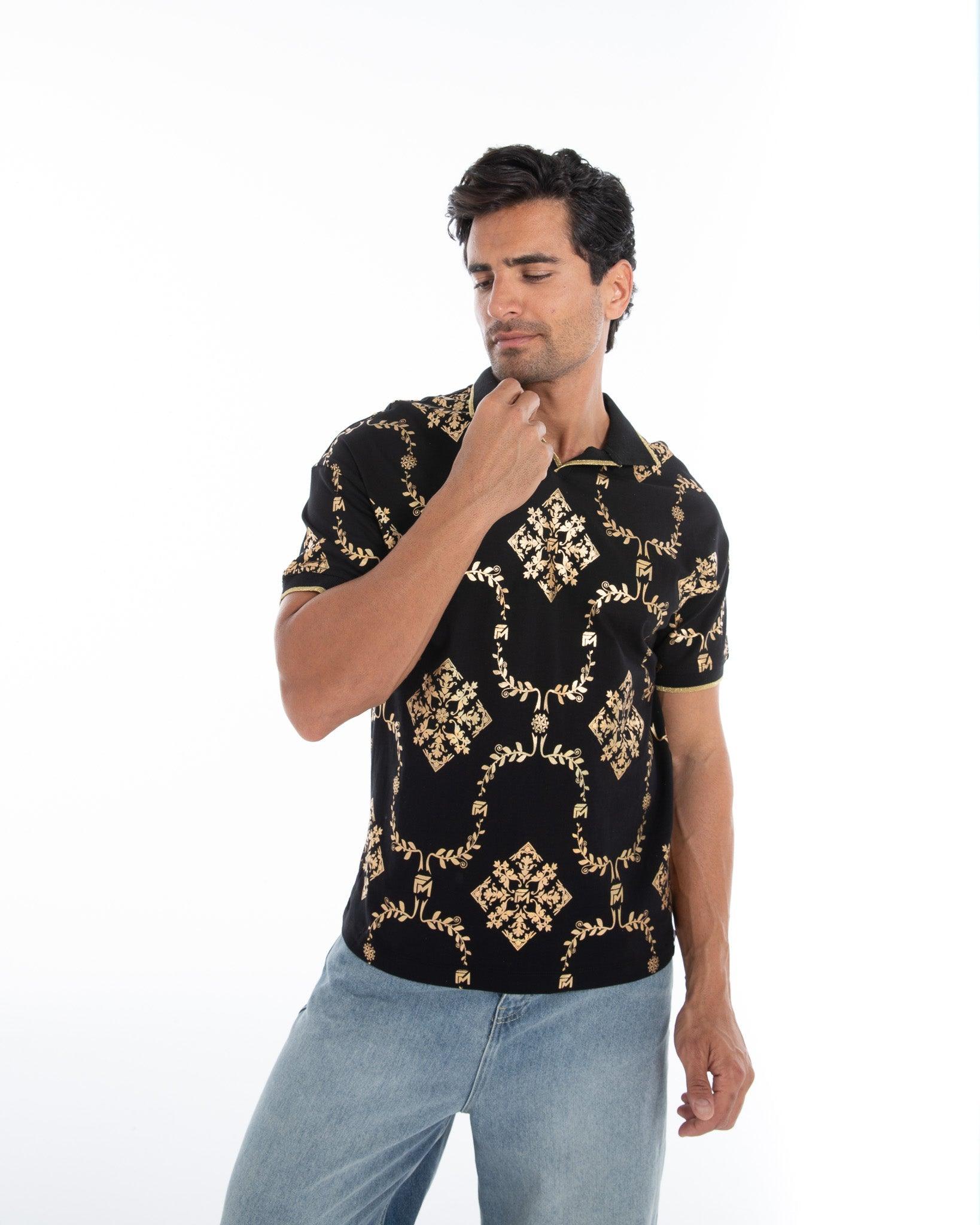 Gold Reflective Collared T-Shirt - Flashmob Nation