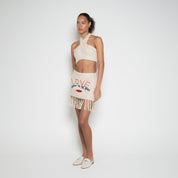 Linen Halter Neck Top with cut-out detail