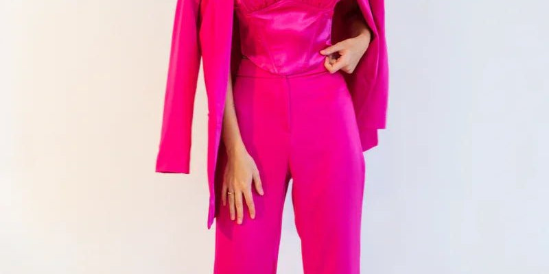 Hot Pink Satin Co - ord Set with Jacket for Women - Flashmob Nation
