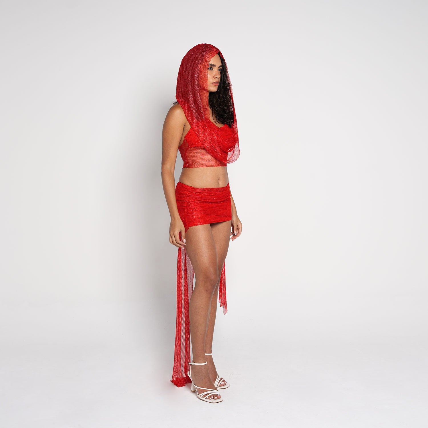 Ibiza Mesh Hooded Ruched Skirt Set - Flashmob Nation