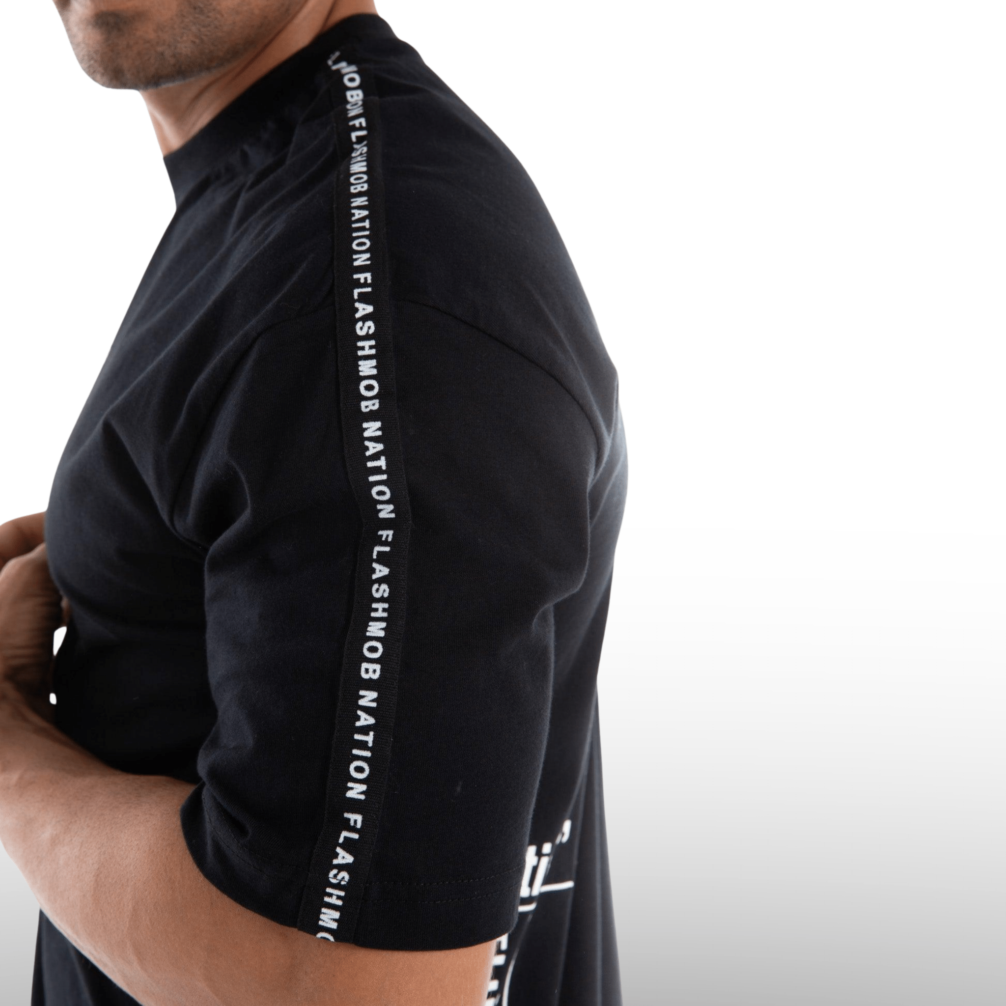 Men’s Black Graphic Tape T-Shirt - Flashmob Nation