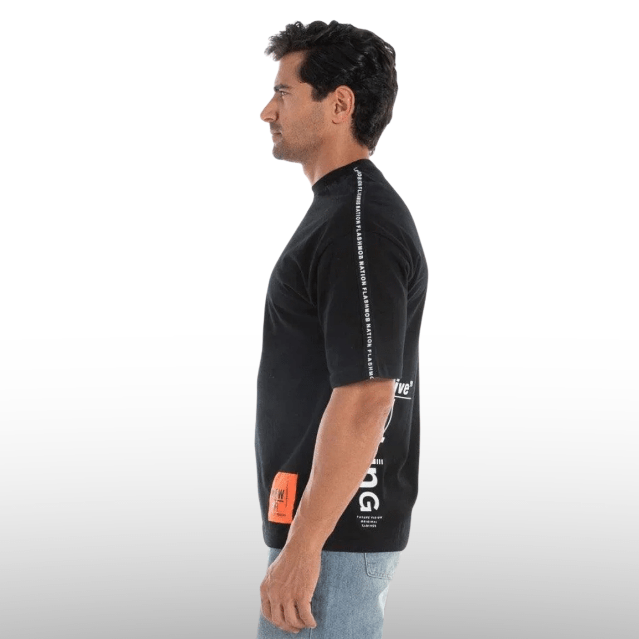 Men’s Black Graphic Tape T-Shirt - Flashmob Nation