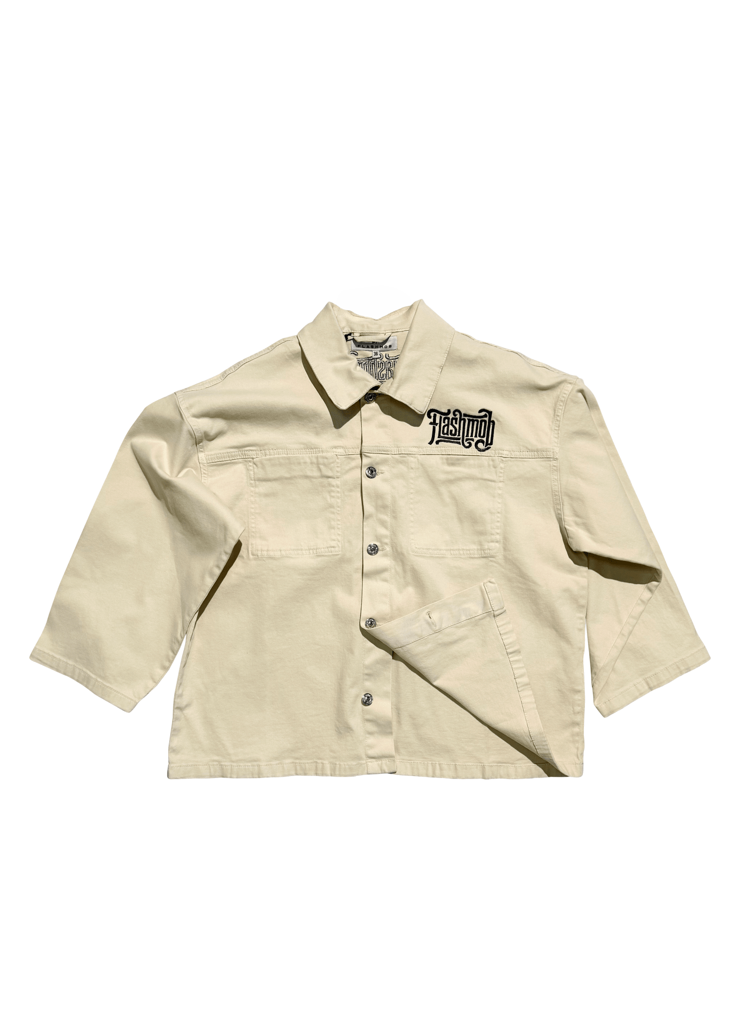 Men’s Ecru Collar Button - Down Slim Fit Jacket - Flashmob Nation